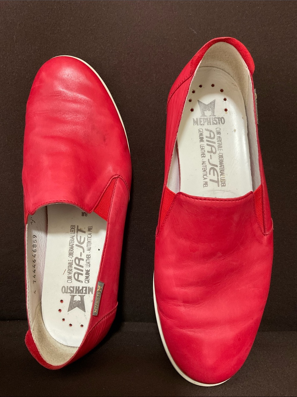 Mephisto Red Leather Slip-On Loafers for women